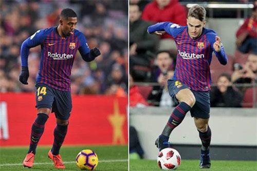 Malcom vÃ  Denis Suarez (pháº£i).