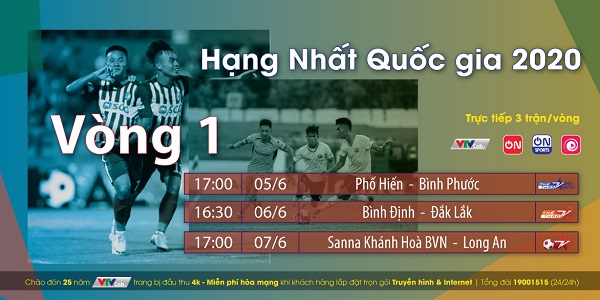 Lịch phát sóng các trận đấu của Giải Hạng Nhất quốc gia vòng 1.