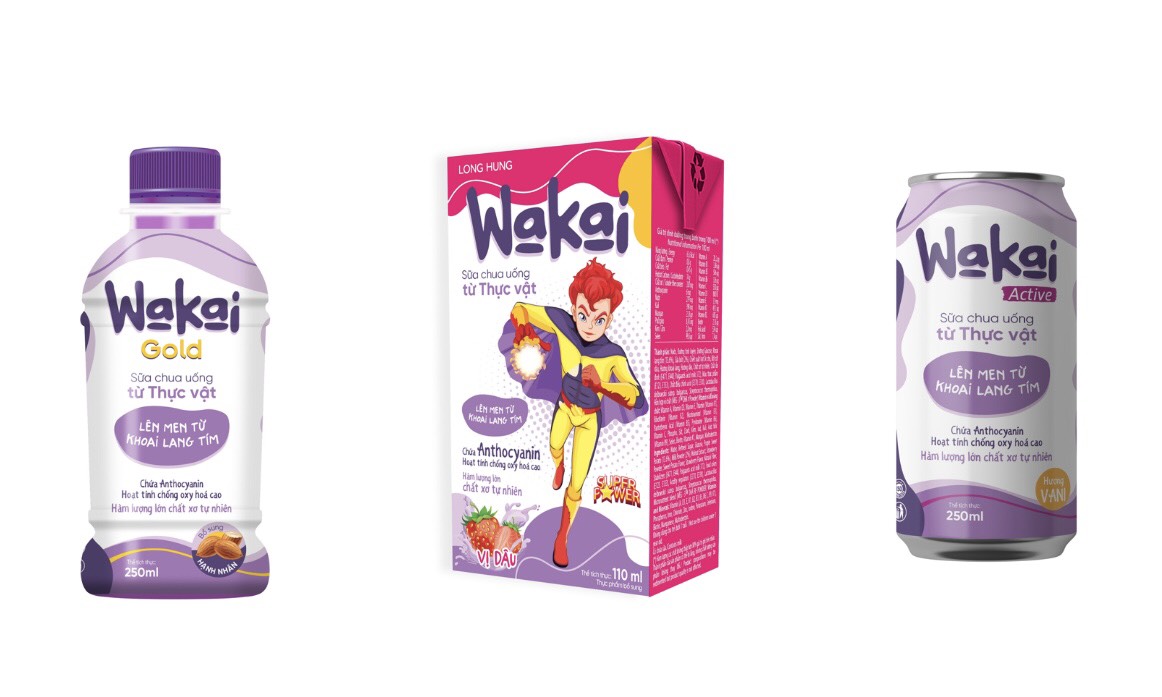 3 sản phẩm trong dòng sản phẩm sữa chua uống Wakai