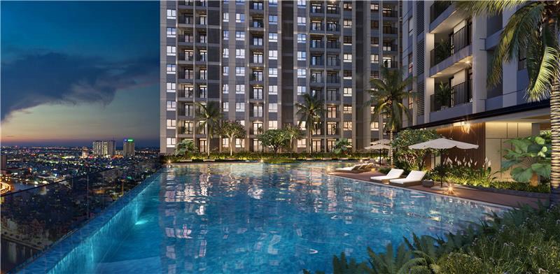 Dự án Opal Skyline sở hữu tầm nhìn đắt giá xuống sân golf Sông Bé xanh mướt cũng như thành phố trẻ Thuận An sôi động.