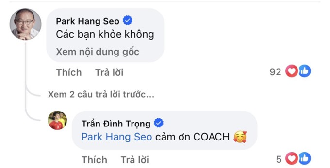 Cựu thuyền trưởng hỏi thăm Đình Trọng