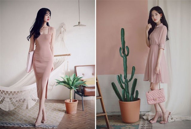 Váy hồng nude tôn nét nữ tính cho phái đẹp