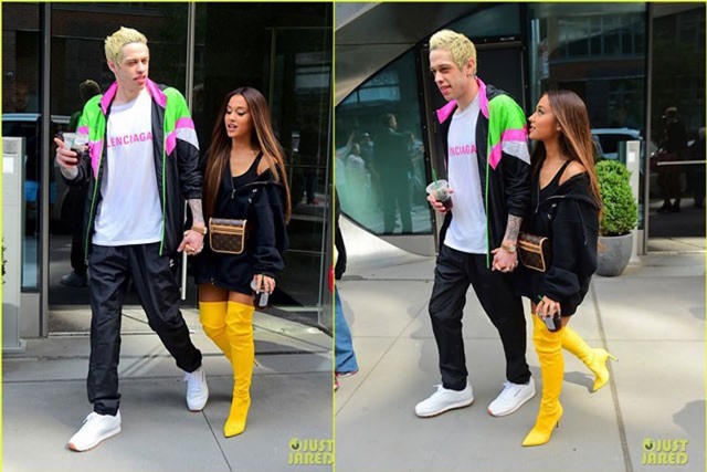 Ariana Grande và hôn phu phối đồ sặc sỡ, sánh đôi tình tứ ở New York