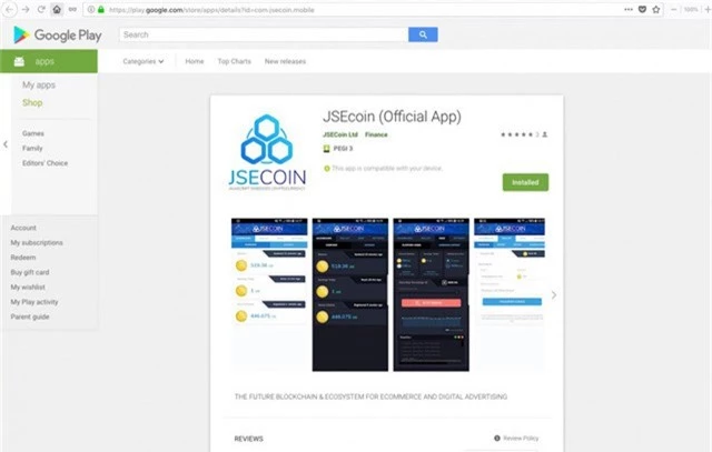 Ứng dụng đào tiền ảo JSEcoin vừa mới được đăng ký trên Play Store đầu tuần này.