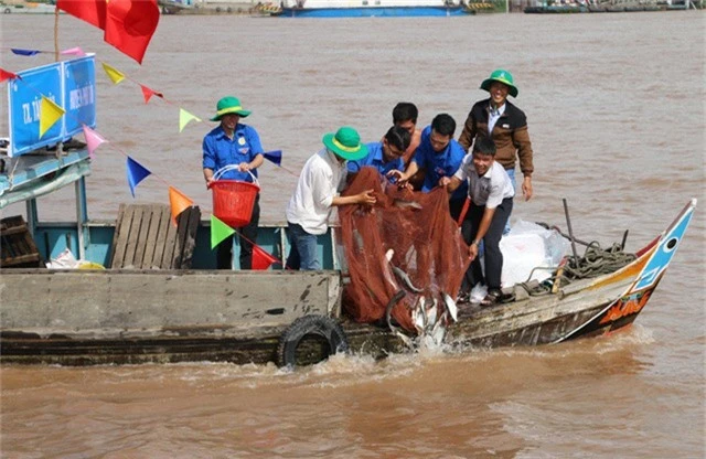 Từ năm 2012, An Giang tổ chức thả cá về môi trường tự nhiên, góp phần tái tạo nguồn lợi thủy sản