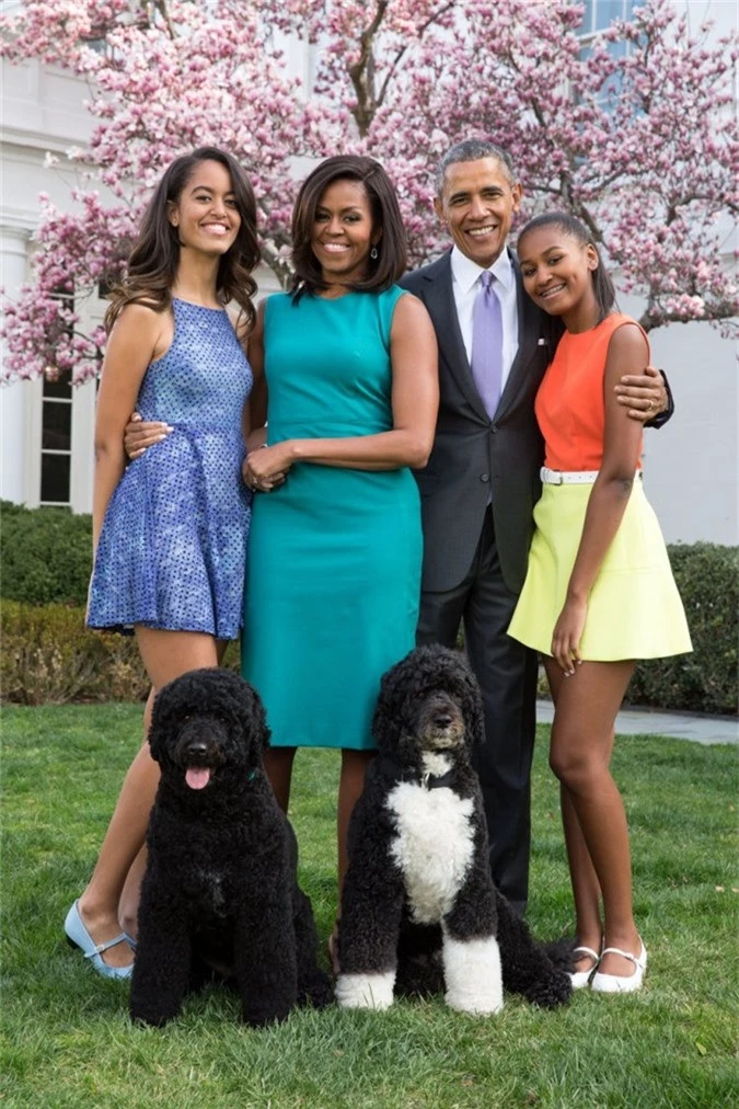 Gia đình nhà Tổng thống Obama cũng mang theo 2 chú cún thuộc giống chó lội nước Bồ Đào Nha vàoNhà Trắng, có tên là Bo và Sunny.