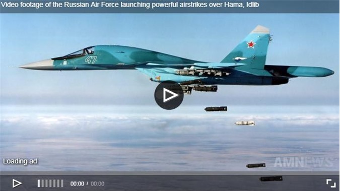Clip: Không quân Nga ném bom tới tấp vào phiến quân ở Hama và Idlib