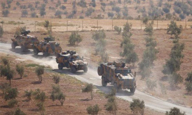 Đoàn xe của Thổ Nhĩ Kỳ ở biên giới Syria hồi năm 2017. Ảnh: Almasdar.