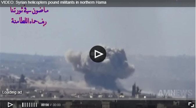 Clip: Trực thăng Syria giáng hơn 50 cuộc không kích vào phiến quân ở Bắc Hama