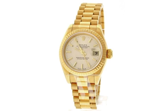 9. Rolex Lady-Datejust 26 Gold Dial 18K Yellow Gold President Automatic.
