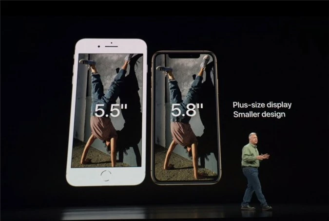 Kích thước của iPhone Xs so với iPhone 8 Plus.