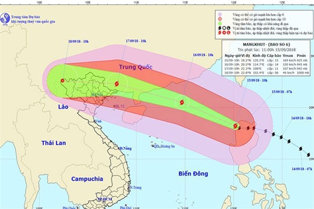 Siêu bão Mangkhut giật trên cấp 17 vào biển Đông sớm hơn dự kiến