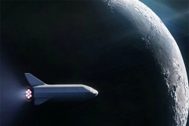 Hình ảnh đồ họa tàu không gian giúp SpaceX đưa khách du lịch ngắm một vòng quanh Mặt trăng - Ảnh: Science Alert