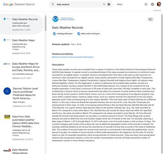 Google trình làng công cụ tìm kiếm tập dữ liệu