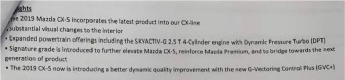 Động cơ trên Mazda CX-5 2019 sẽ có thêm tùy chọn Sky-Activ 2.5L tăng áp 