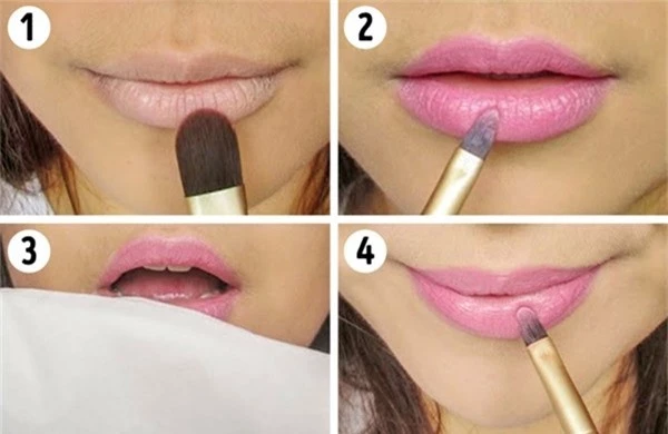 Để son giữ màu lâu hơn, sau khi thoa một lớp, hãy phủ một tờ khăn giấy lên môi