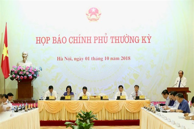 Nội dung họp báo Chính phủ thường kỳ tháng 9/2018