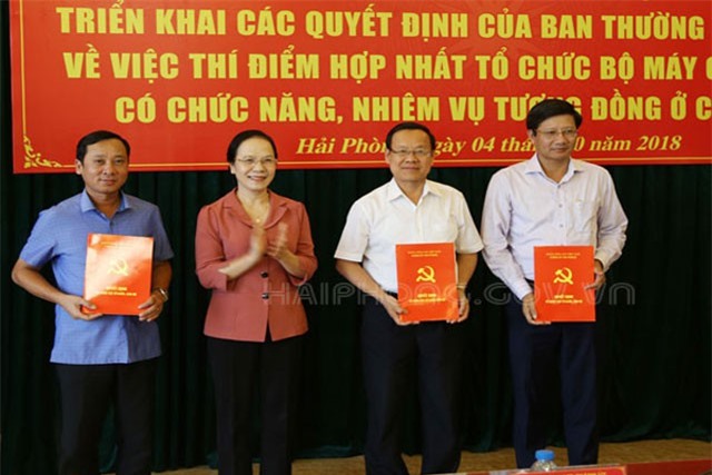 Hải Phòng thí điểm hợp nhất một số cơ quan Đảng và chính quyền