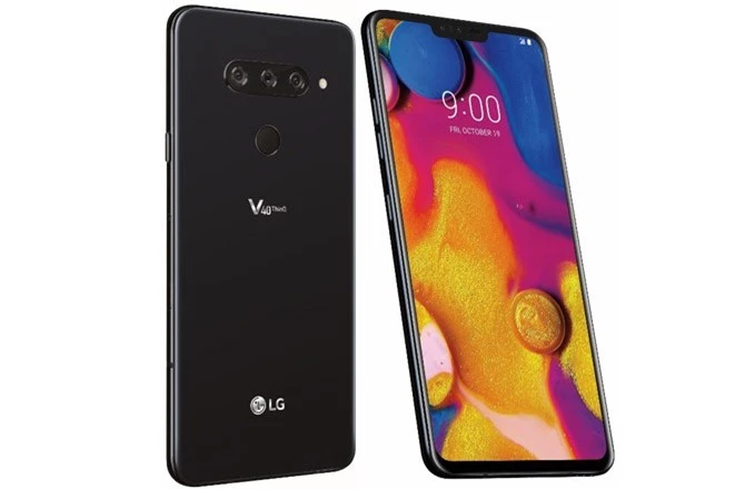 Về thiết kế, LG V40 ThinQ sử dụng khung viền bằng nhôm, mặt trước và sau được làm từ kính cường lực Corning Gorilla Glass 5. Máy có số đo 158,8x75,7x7,6 mm, cân nặng 169 g. 