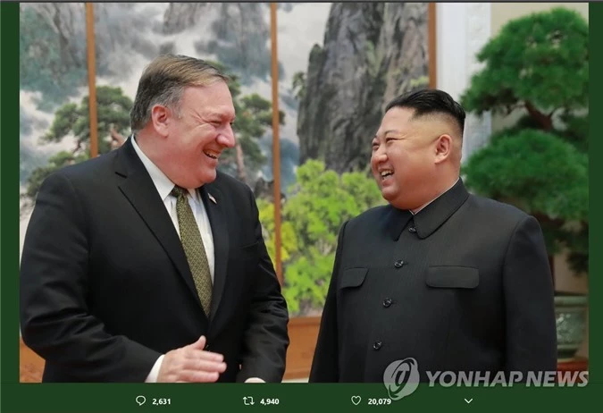Ngoại trưởng Mỹ Mike Pompeo (trái) và Chủ tịch Triều Tiên Kim Jong-un. (Ảnh: Yonhap)