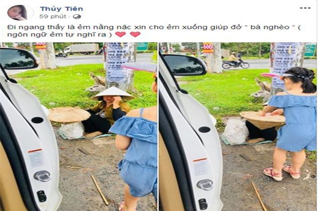 Đang ngồi trên xế hộp cùng mẹ, con gái Thủy Tiên 'nằng nặc' đòi xuống giúp đỡ 'bà nghèo'