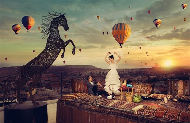 Ngọc Trinh đón bình minh đẹp như trong truyện cổ tích tại Thổ Nhĩ Kỳ cùng ông bầu Khắc Tiệp