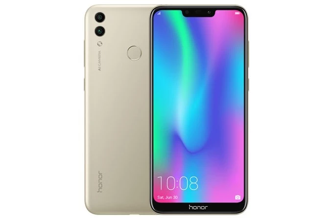 Honor 8C sở hữu thiết kế bắt mắt với vỏ ngoài bằng nhôm nguyên khối. 8C có kích thước 158,72x75,94x7,98 mm, trọng lượng 167,2 g. 