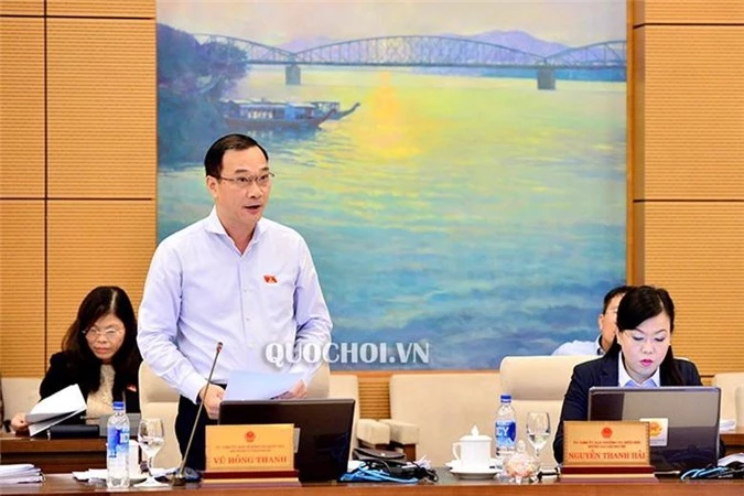  Chủ nhiệm Ủy ban Kinh tế của Quốc hội Vũ Hồng Thanh trình bày báo cáo thẩm tra. (Ảnh: Cổng TTĐT Quốc hội)