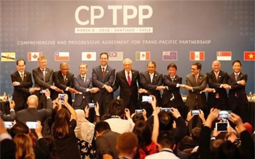 Đại diện các nước tham gia ký kết CPTPP tại Chile. Ảnh: Reuters