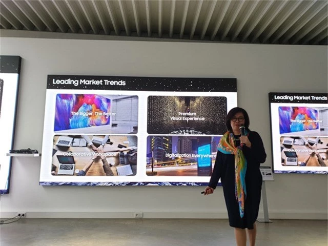 
Gian trưng bày màn hình The Wall tại sự kiện Samsung LED 2018.
