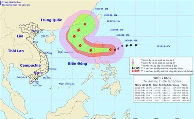 Dự báo thời tiết 30/10: Siêu bão Yutu gây mưa, gió giật cấp 15