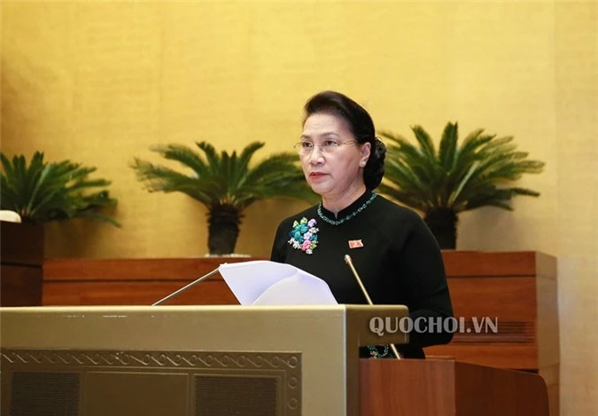 Chủ tịch Quốc hội Nguyễn Thị Kim Ngân phát biểu kết luận phiên chất vấn tại Kỳ họp thứ sáu. (Ảnh: VPQH)