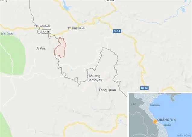 Xã Thuận (huyện Hướng Hóa), địa bàn xảy ra vụ vận chuyển pháo lậu. Ảnh: Google Maps.