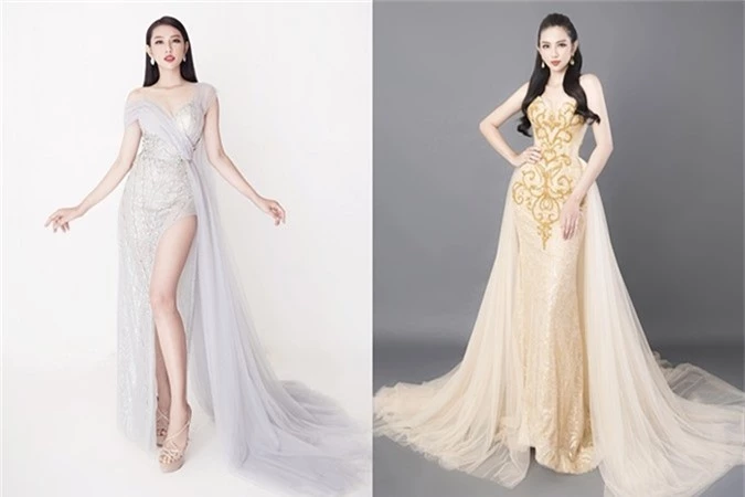 Hai chiếc váy dạ hội của nhà thiết kế Nguyễn Minh Tuấn được Thùy Tiên chuẩn bị cho chung kết ngày 9/11. 