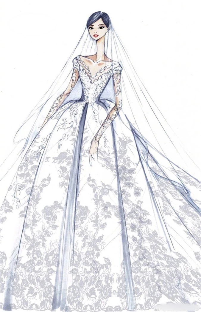Váy cưới của Đường Yên được làm thủ công trong hơn 5.000 giờ