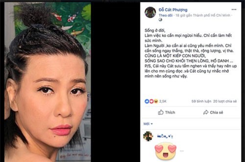 Sau một thời gian kín tiếng trên MXH, Cát Phượng bất ngờ chia sẻ “sống không thẹn với lòng”