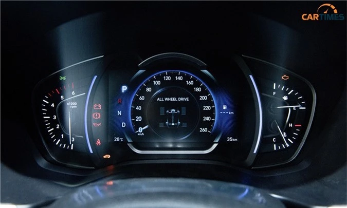 Đồng hồ hiển thị trên xe Hyundai Santa Fe 2019