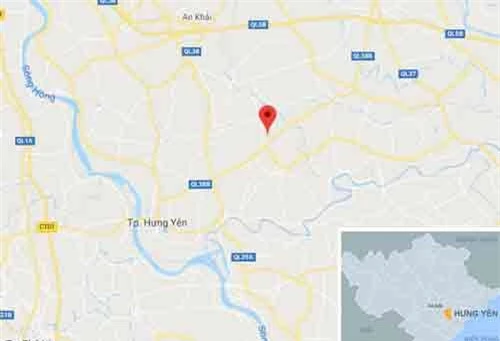 Hiện trường cách TP Hưng Yên gần 20 km. Ảnh: Google Maps.