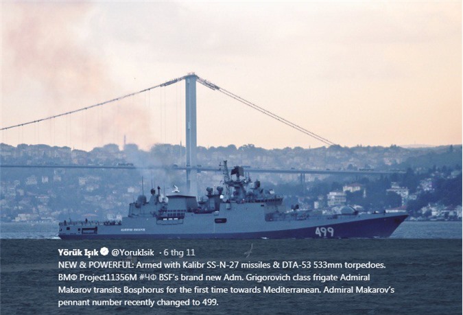 Chùm ảnh: Đội tàu chiến Nga trang bị tên lửa hành trình tới hải phận Syria 