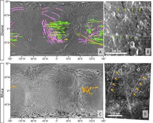 Nhiều sọc bí ẩn chồng chéo lên Mặt trăng sao Thổ
