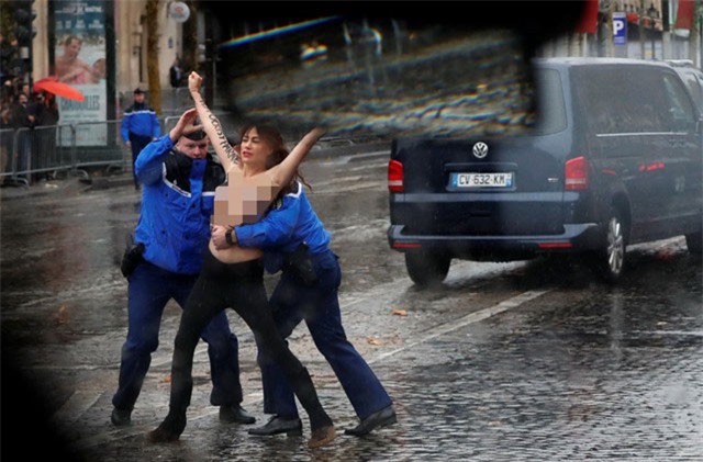 Người phụ nữ ngực trần ngăn đoàn xe chở Tổng thống Trump