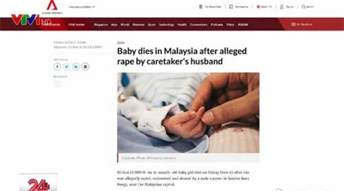 Bé gái 11 tháng tuổi ở Malaysia thiệt mạng sau khi bị xâm hại