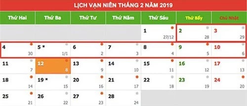 Tính cả thứ 7, chủ nhật, dịp nghỉ Tết Nguyên đán kéo dài tổng cộng 9 ngày