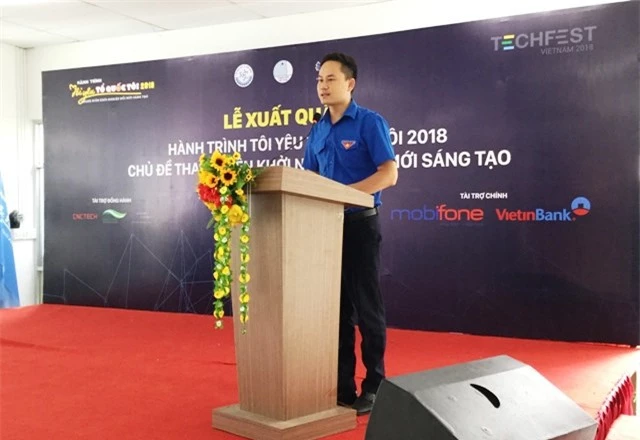 Anh Nguyễn Kim Quy, Phó Chủ tịch T.Ư Hội LHTN Việt Nam phát biểu tại lễ phát động đầu cầu Cần Thơ