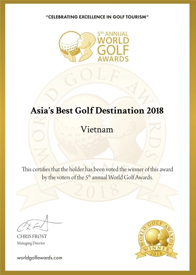 giải thưởng “Asia’s best golf destination” (Điểm đến golf tốt nhất châu Á).