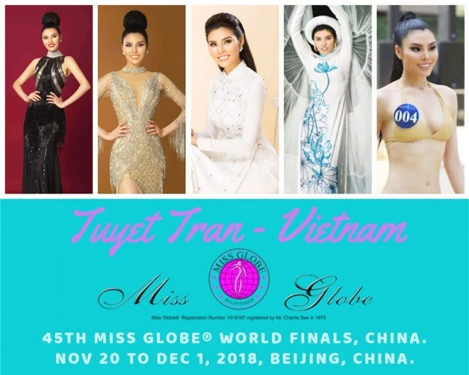Thí sinh Siêu mẫu Việt Nam Tuyết Trần tham dự Miss Globe 2018 tại Trung Quốc