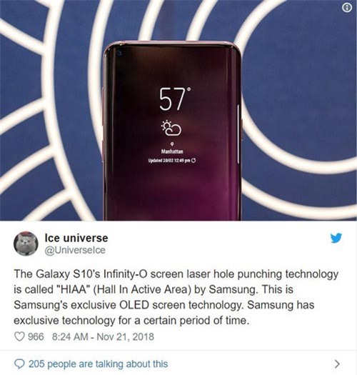 Màn hình "nốt ruồi" sắp ra mắt trên smartphone Galaxy mới