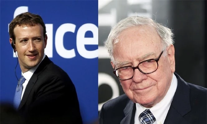 Mark Zuckerberg (trái) và Warren Buffett ẢNH: REUTERS