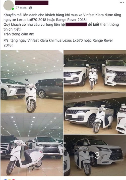 Bán xe thời VinFast: Mua Range Rover, Lexus LX570 tặng ngay xe điện Klara - Ảnh 1.