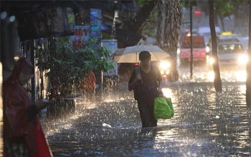 Tới 20h, nhiều khu vực ở TP.HCM vẫn đang mưa lớn, gió giật mạnh. Rất nhiều tuyến đường, hẻm nhà dân bị ngập sâu trong biển nước. Ảnh: Trương Khơi.